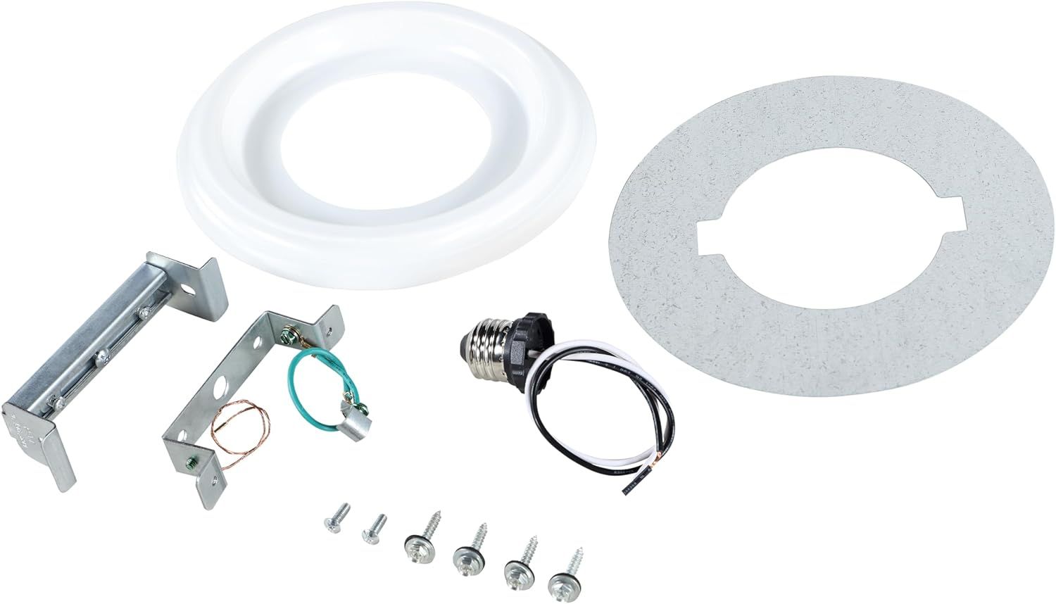 White Plastic Recessed Lighting Converter Kit with Medallion