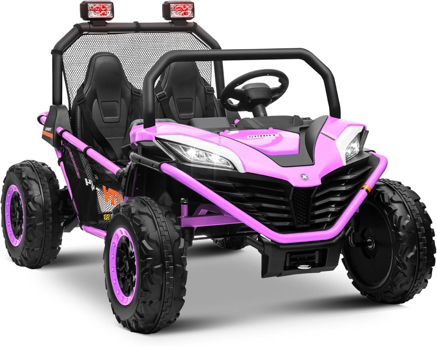 Purple 24V 2-Seater Electric Ride-On UTV Car with Remote Control