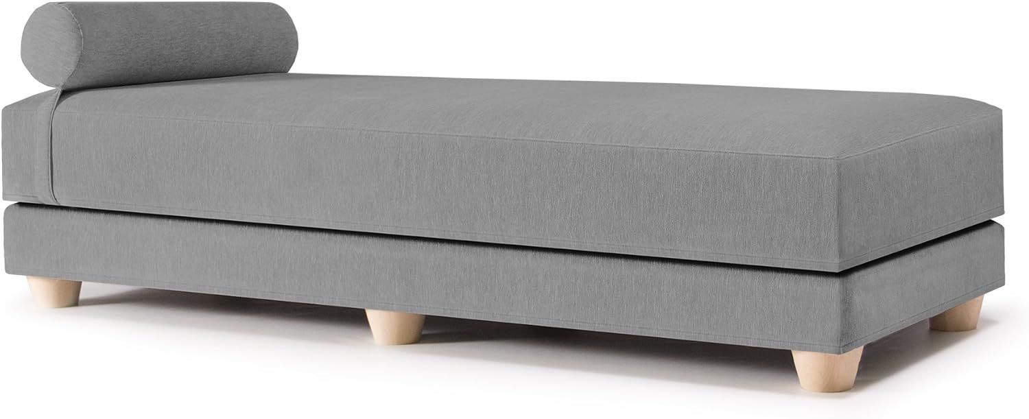 Grey Upholstered Queen Daybed with Maple Wood Frame