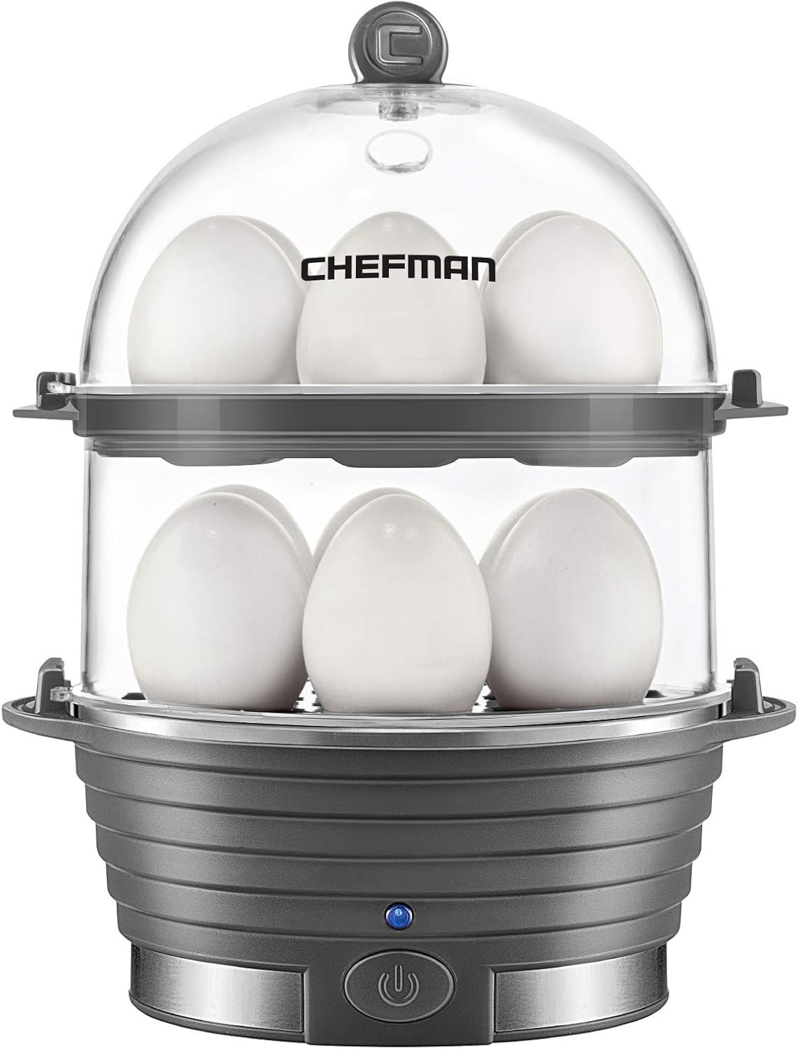 Chefman Gray Double Decker Electric Egg Cooker and Steamer