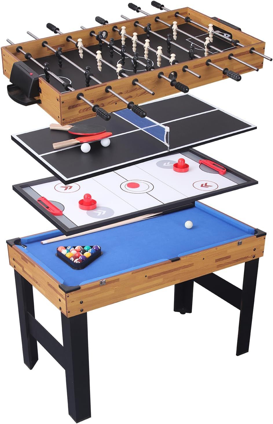 Tallo 48'' 4-in-1 Multi-Game Table with Foosball, Air Hockey, Pool, and Table Tennis