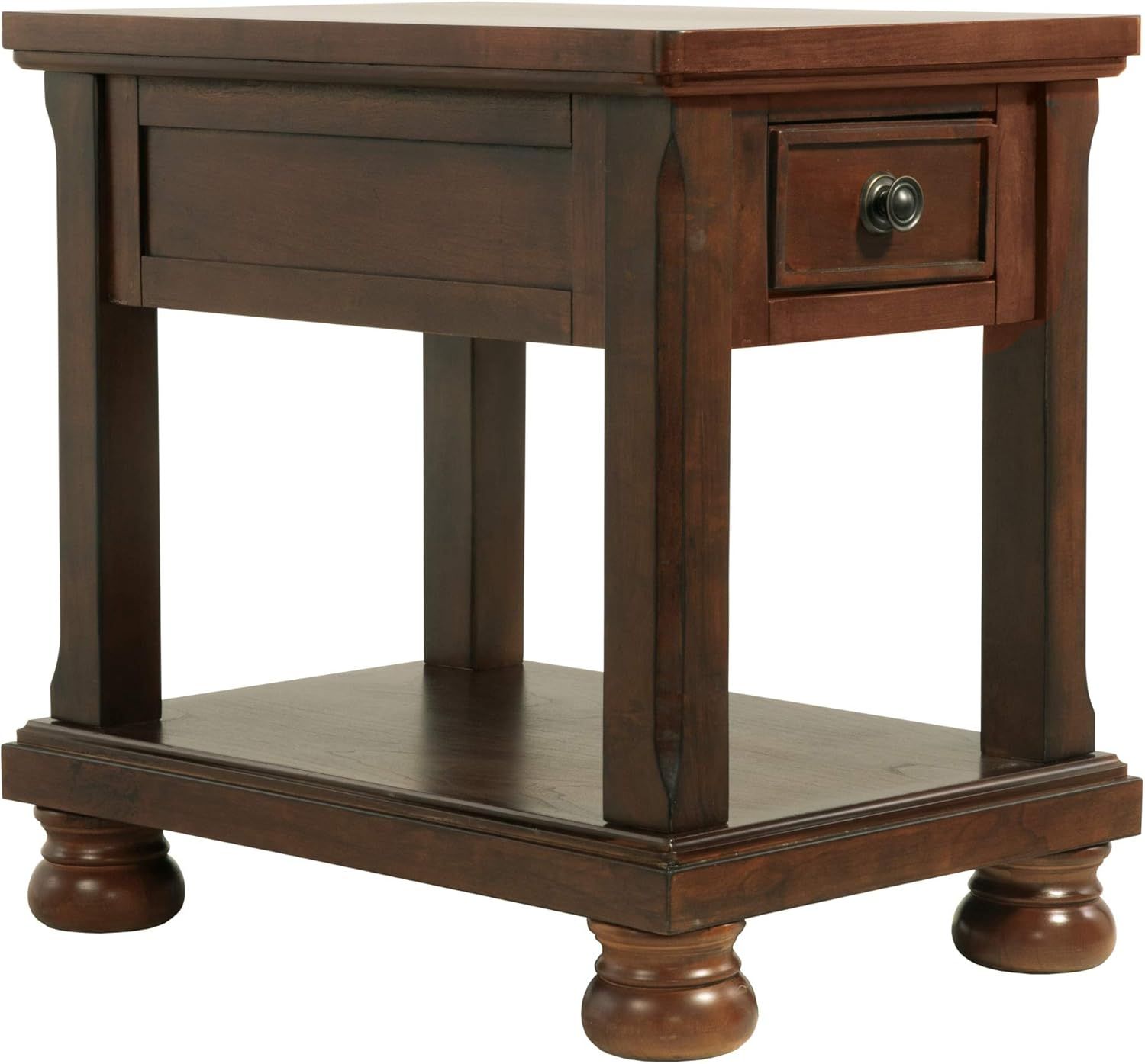 Dark Brown Rectangular Wood End Table with Storage