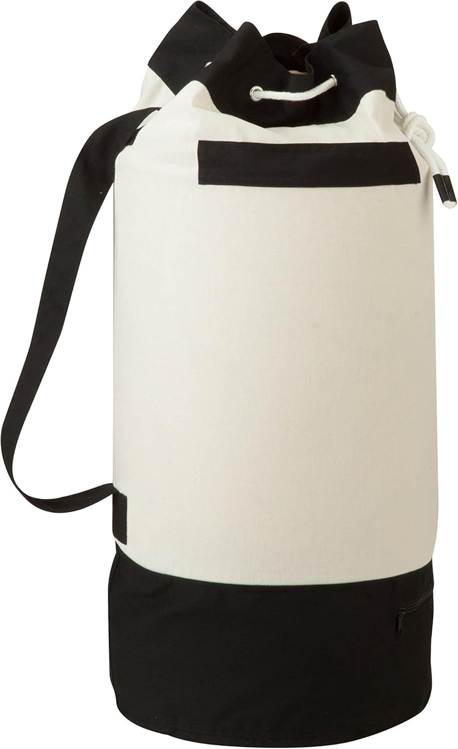 Black and White Collapsible Duffle Laundry Bag with Lid