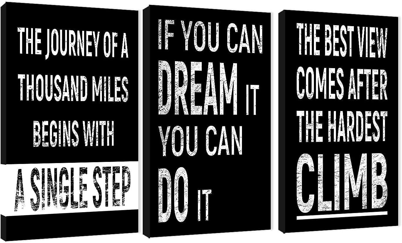 Inspirational Black and White Motivational Canvas Print Set