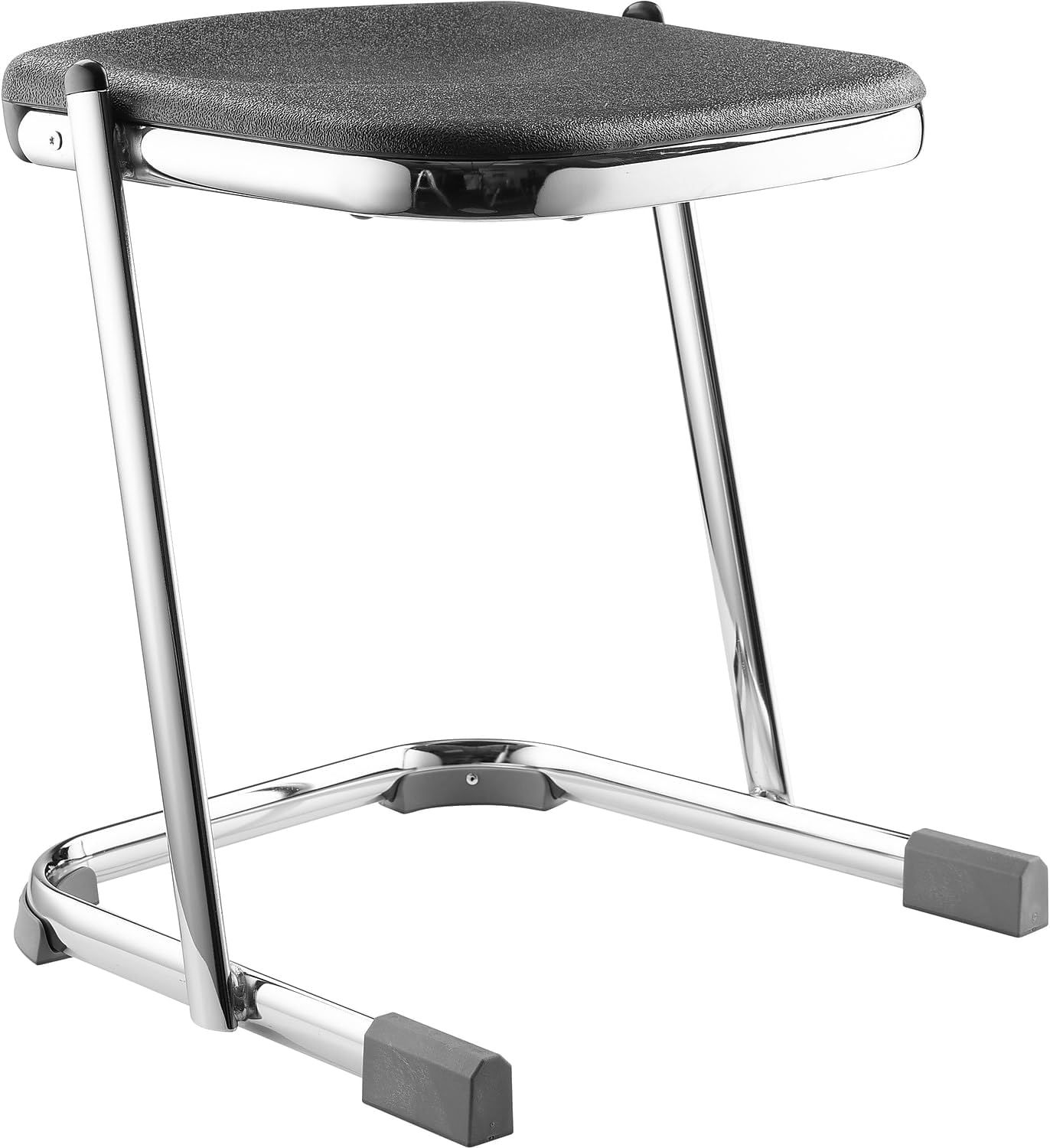 ErgoComfort 20" Black Metal Laboratory Backless Stool