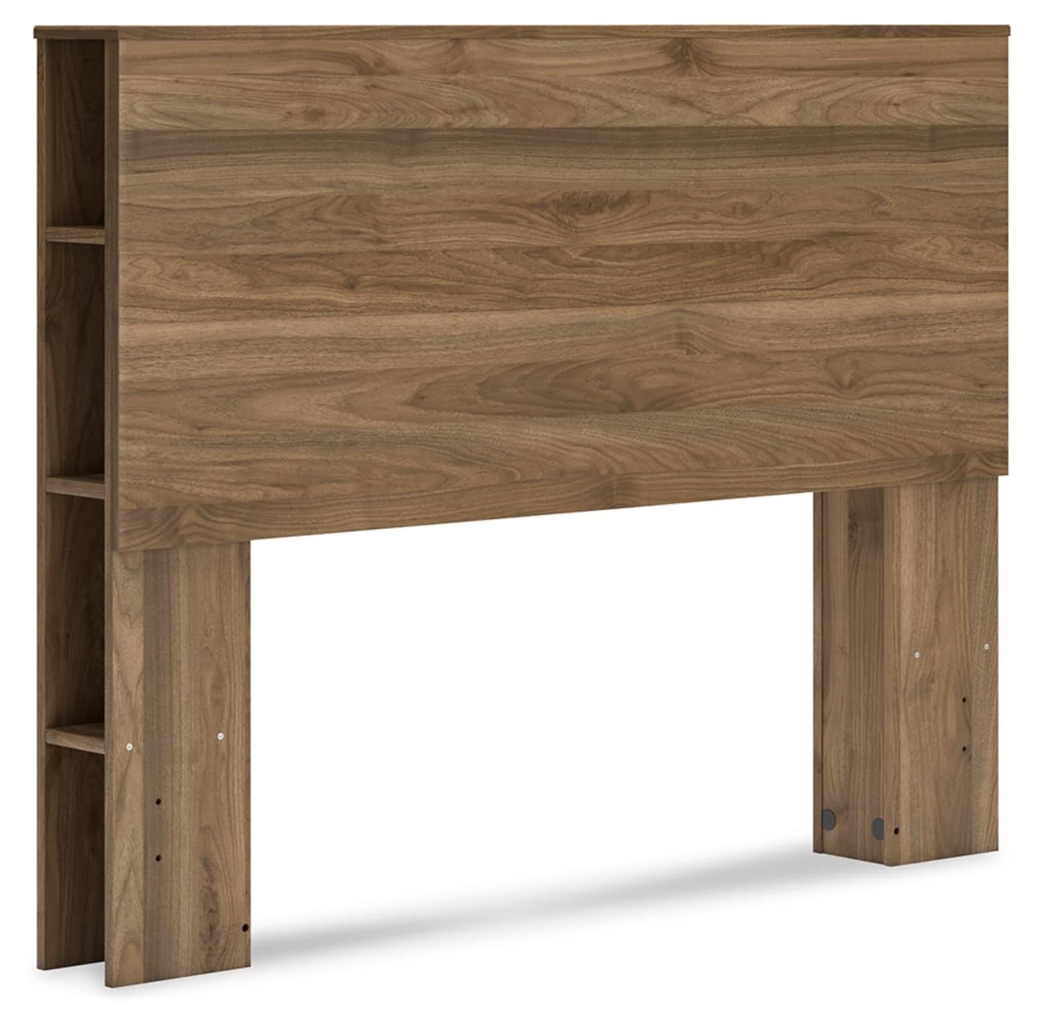 Full Brown Wood Bookcase Headboard with Storage