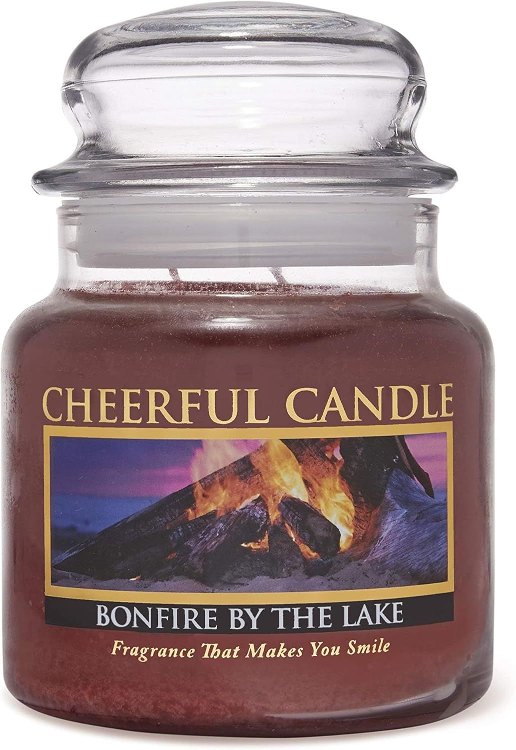 Bonfire by the Lake Scented Blue Glass Jar Candle