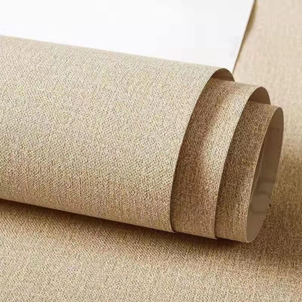 Khaki Linen Textured Self-Adhesive 3D Wallpaper Roll