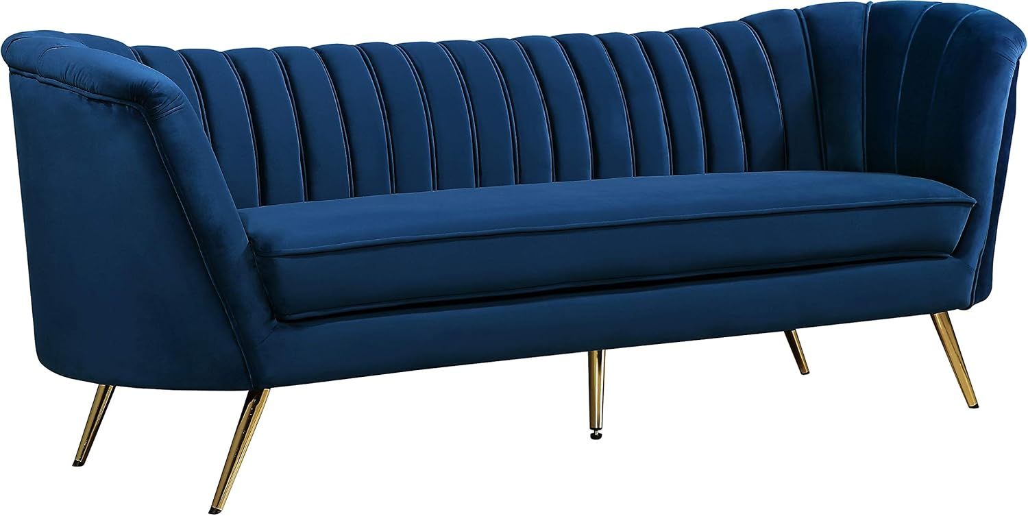 88" Black Velvet Tufted Sofa with Gold Metal Legs