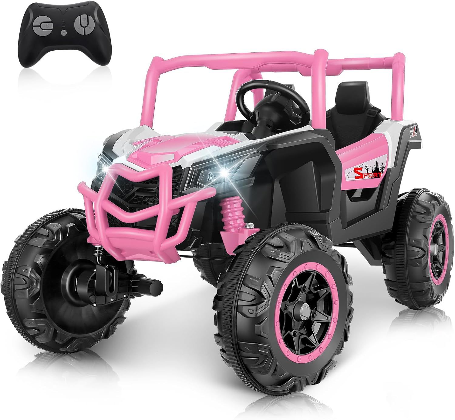 24V Pink 2-Seater Off-Road UTV Ride-On Car with Remote Control