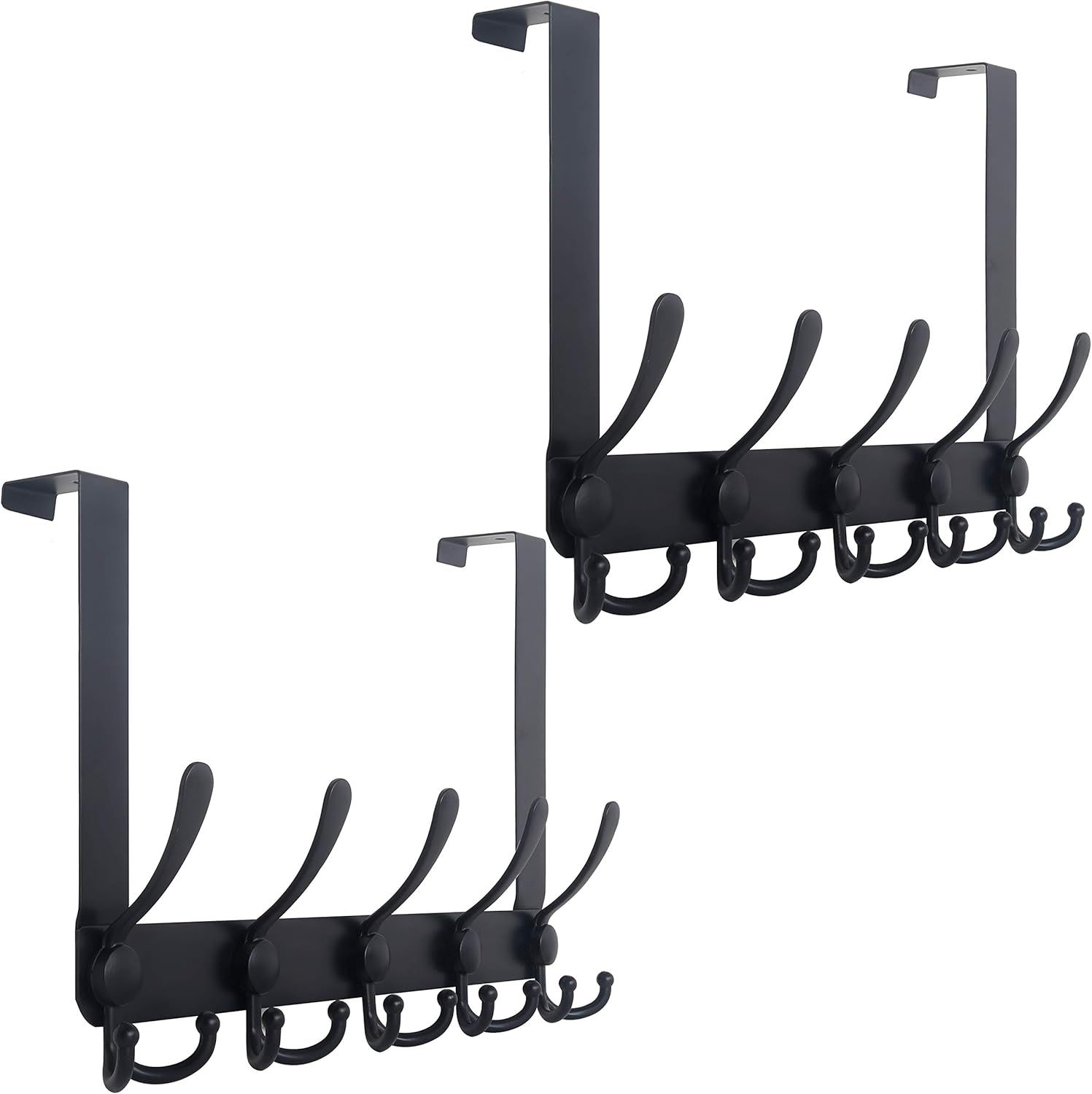 Black Metal Over the Door Hook Rack with 5 Hooks