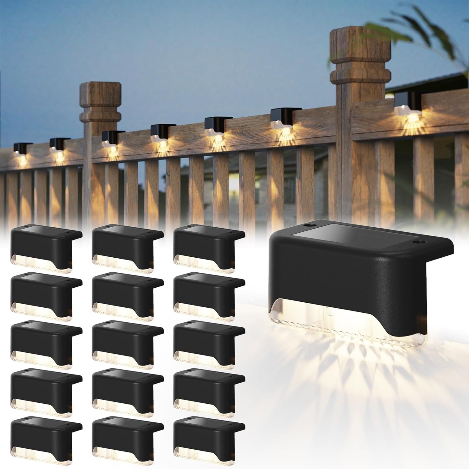 Black Solar Powered LED Deck and Fence Lights Multipack