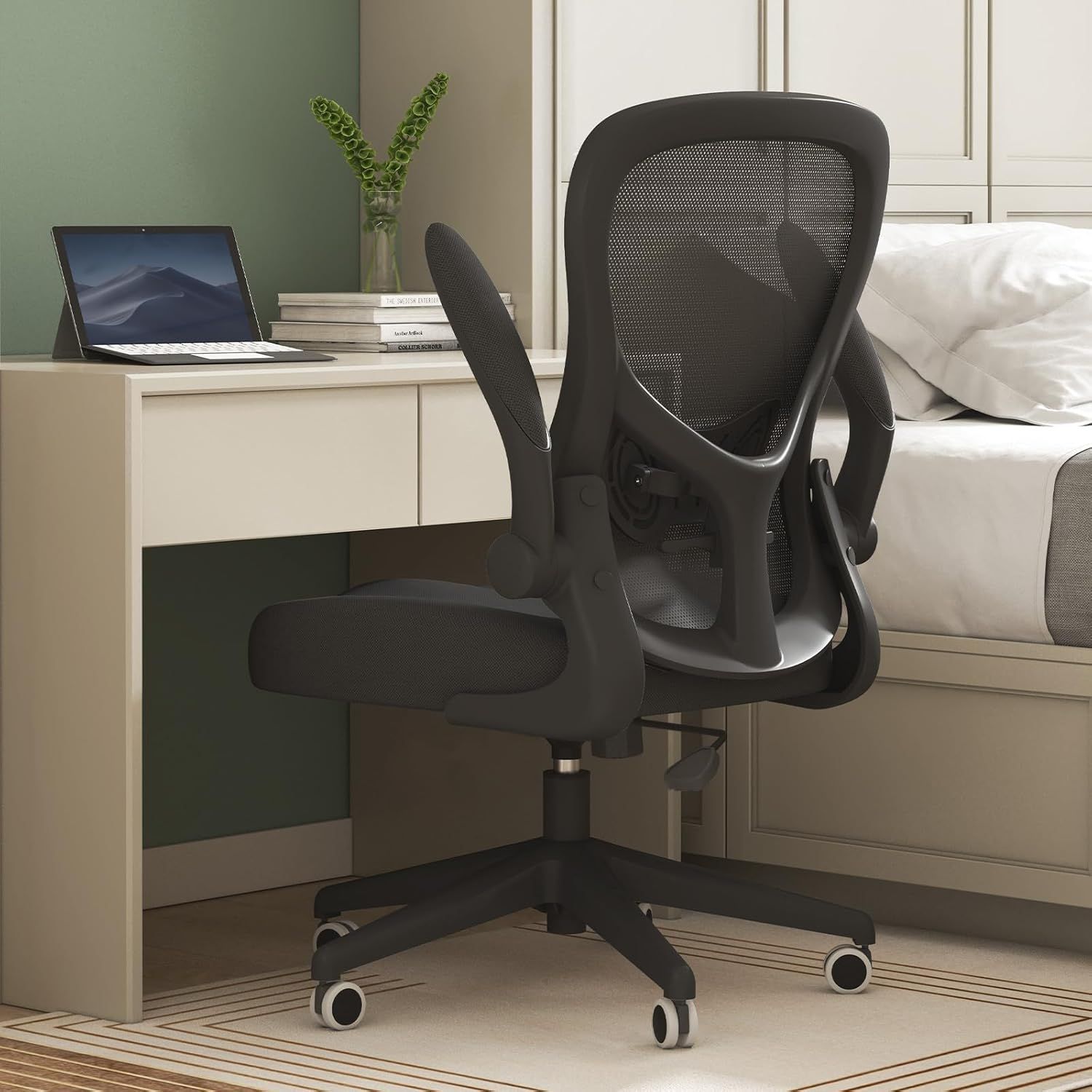 Black Ergonomic Mesh Office Chair with Adjustable Arms