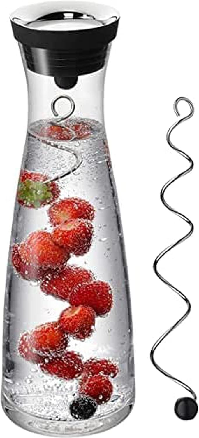 Clear Glass Carafe with Stainless Steel Infuser and Ice Chamber