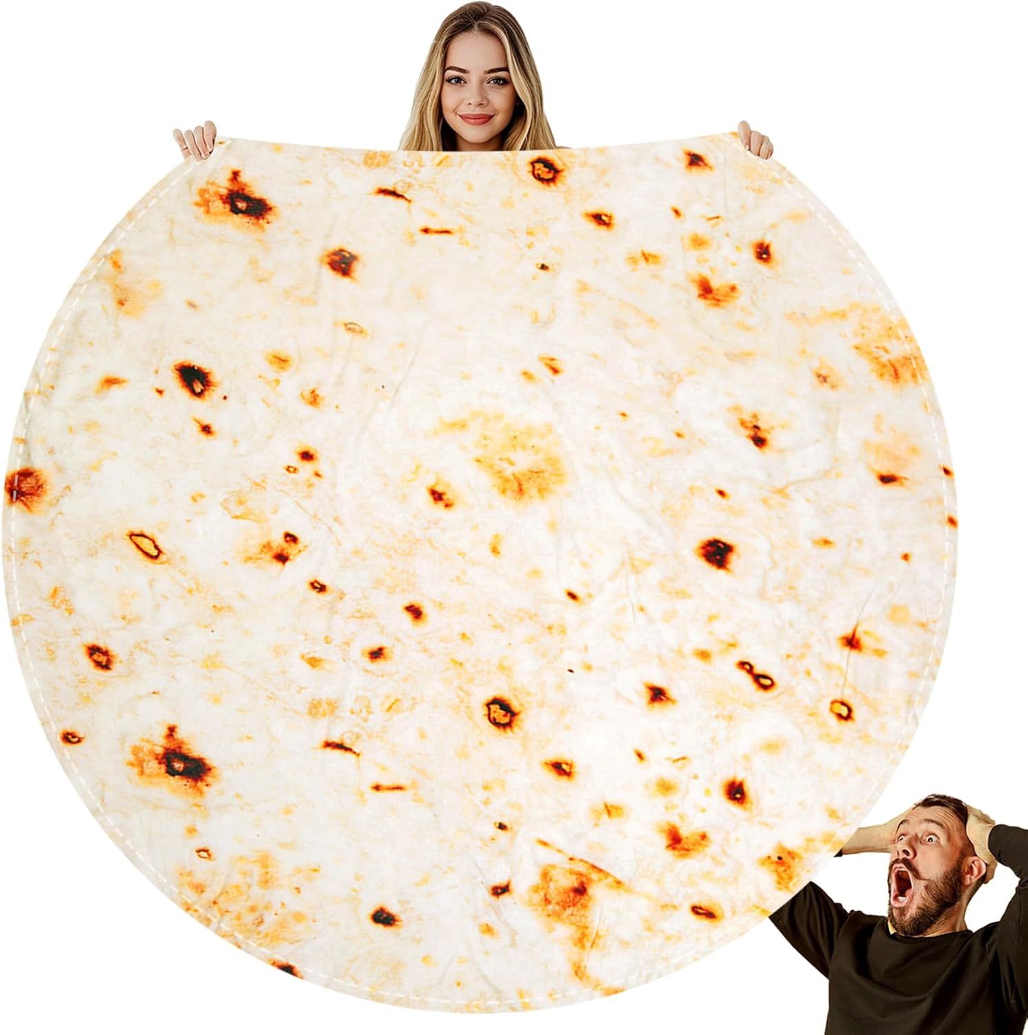 Oversized Round Tortilla Fleece Throw Blanket