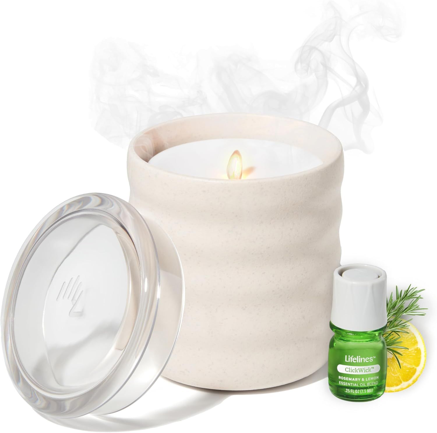 Cream Bubble Flameless Candle Diffuser with Essential Oil