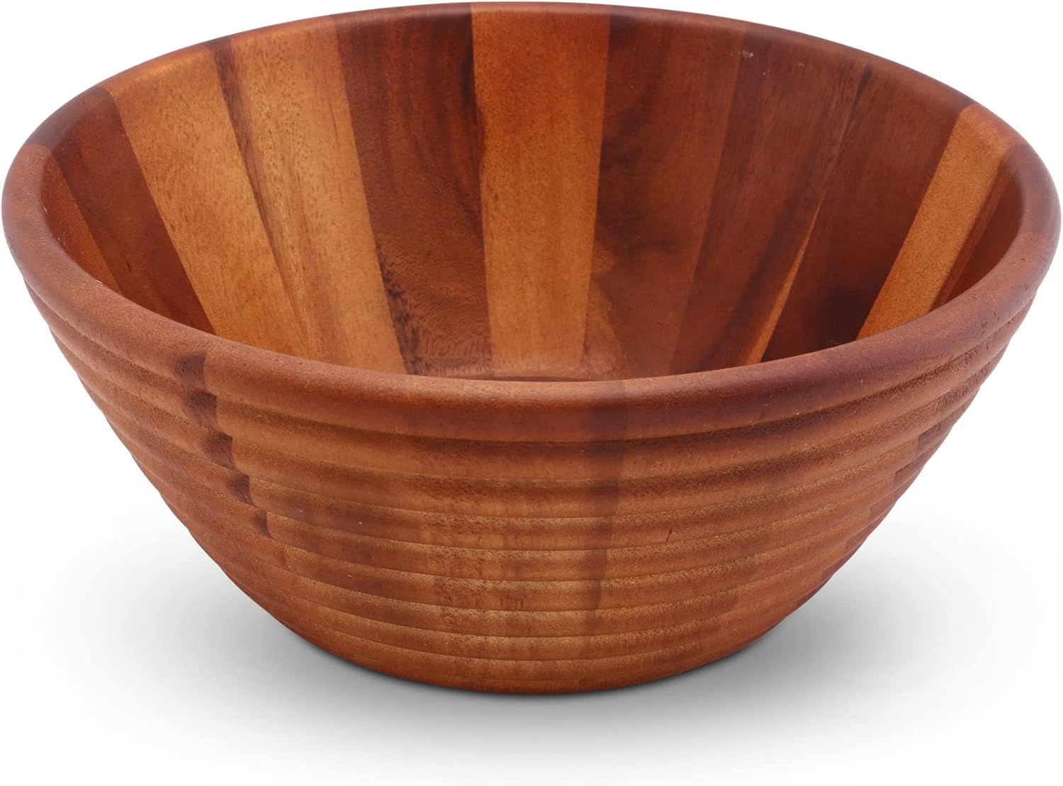 Large Acacia Wood Round Salad Serving Bowl