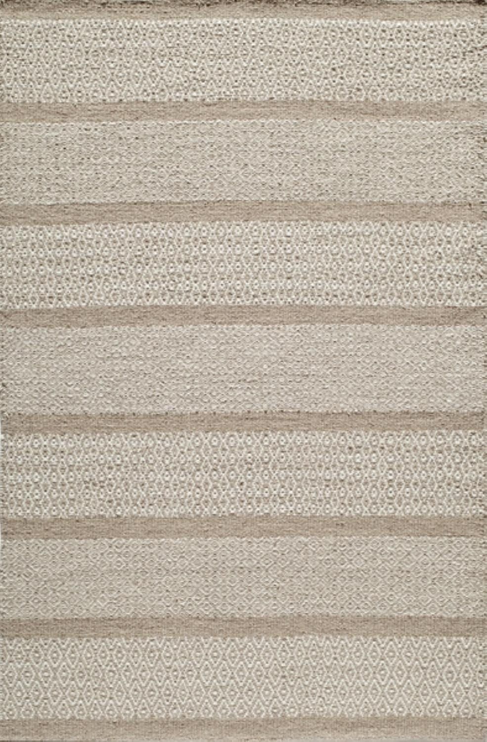 Beige and Brown Wool Flatweave Reversible 5' x 8' Rug