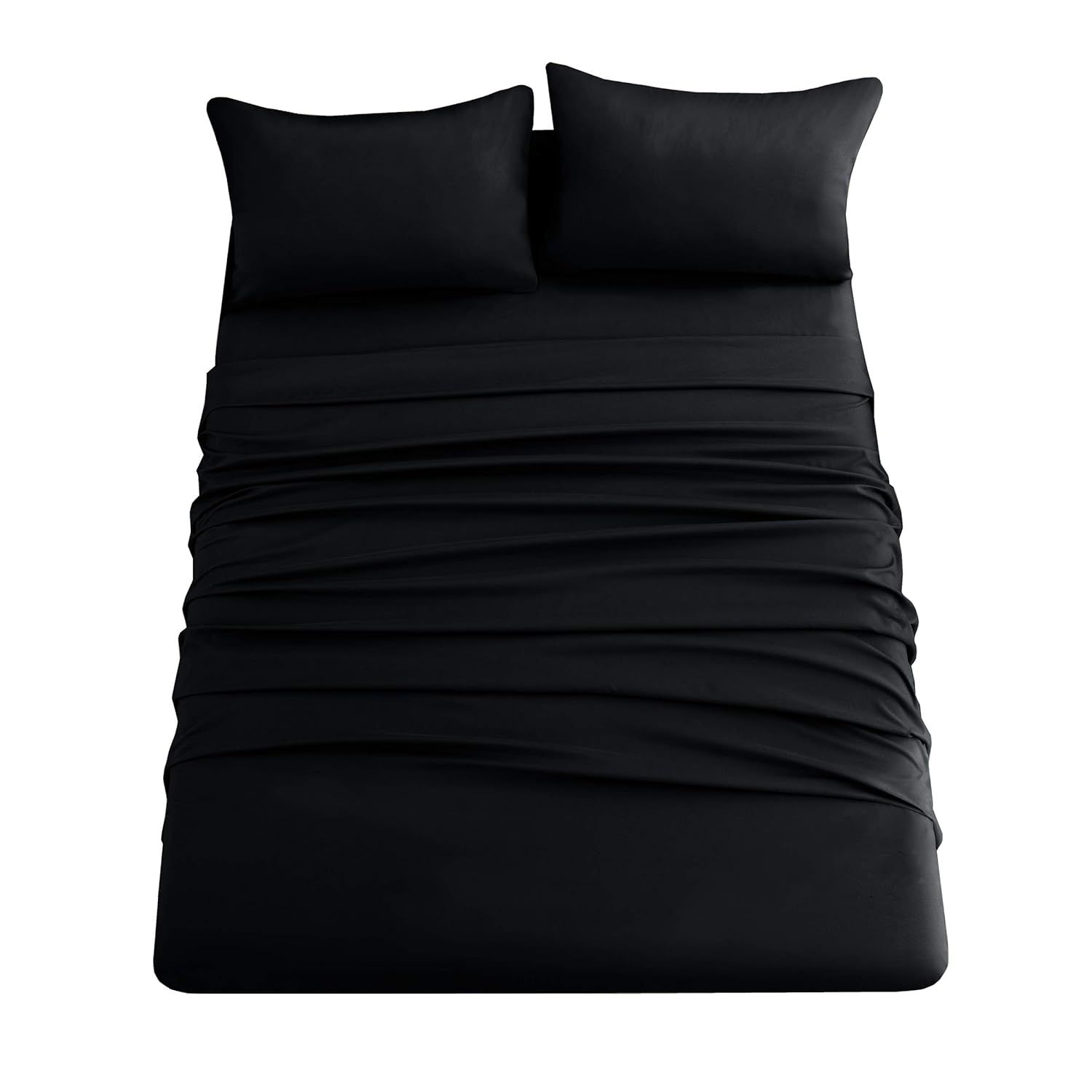 Black Queen Size Microfiber 4-Piece Bed Sheet Set