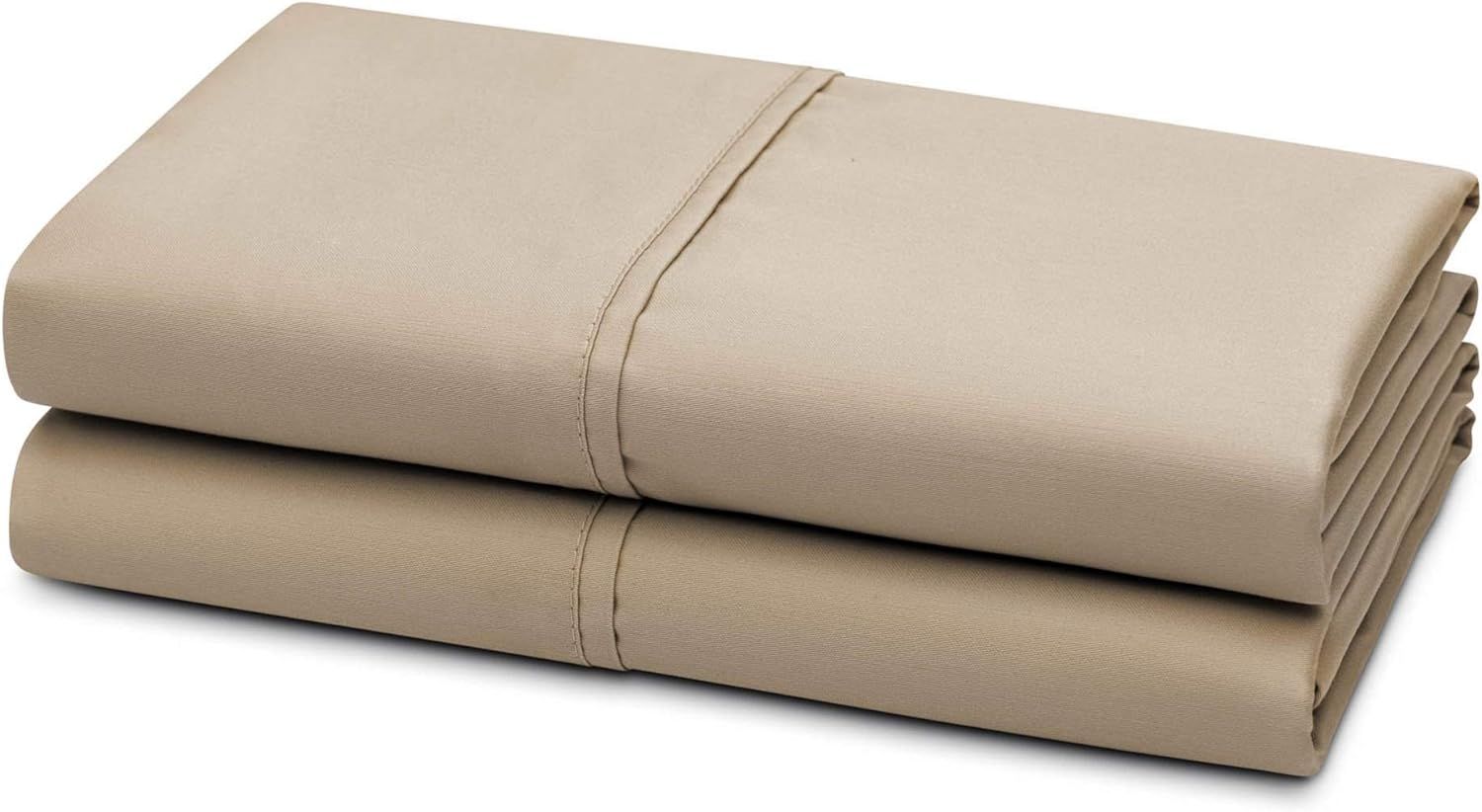 King Size Beige Cotton Polyester Blend Pillowcase Set