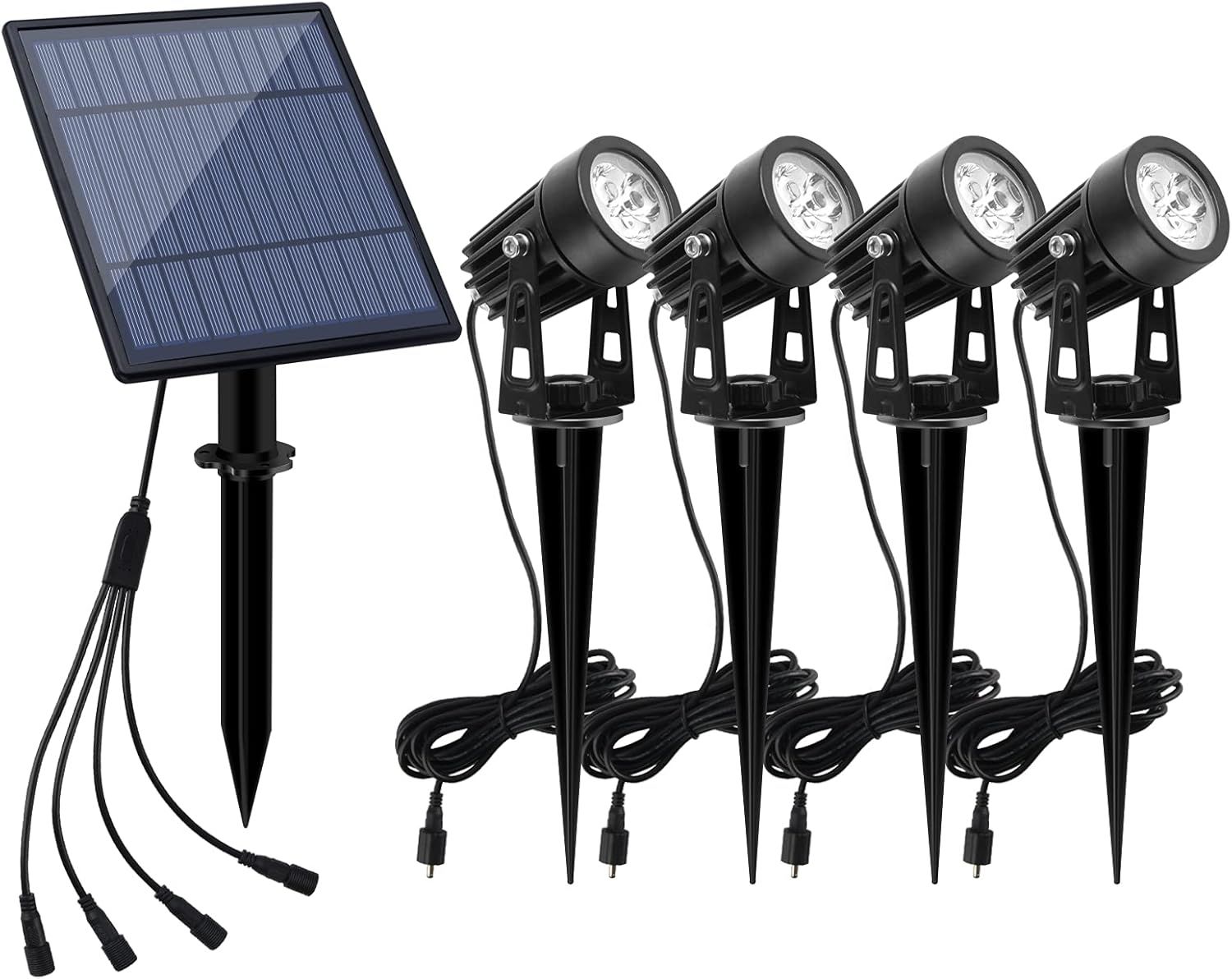 Black Solar Powered LED Pathway Lights with White Shade