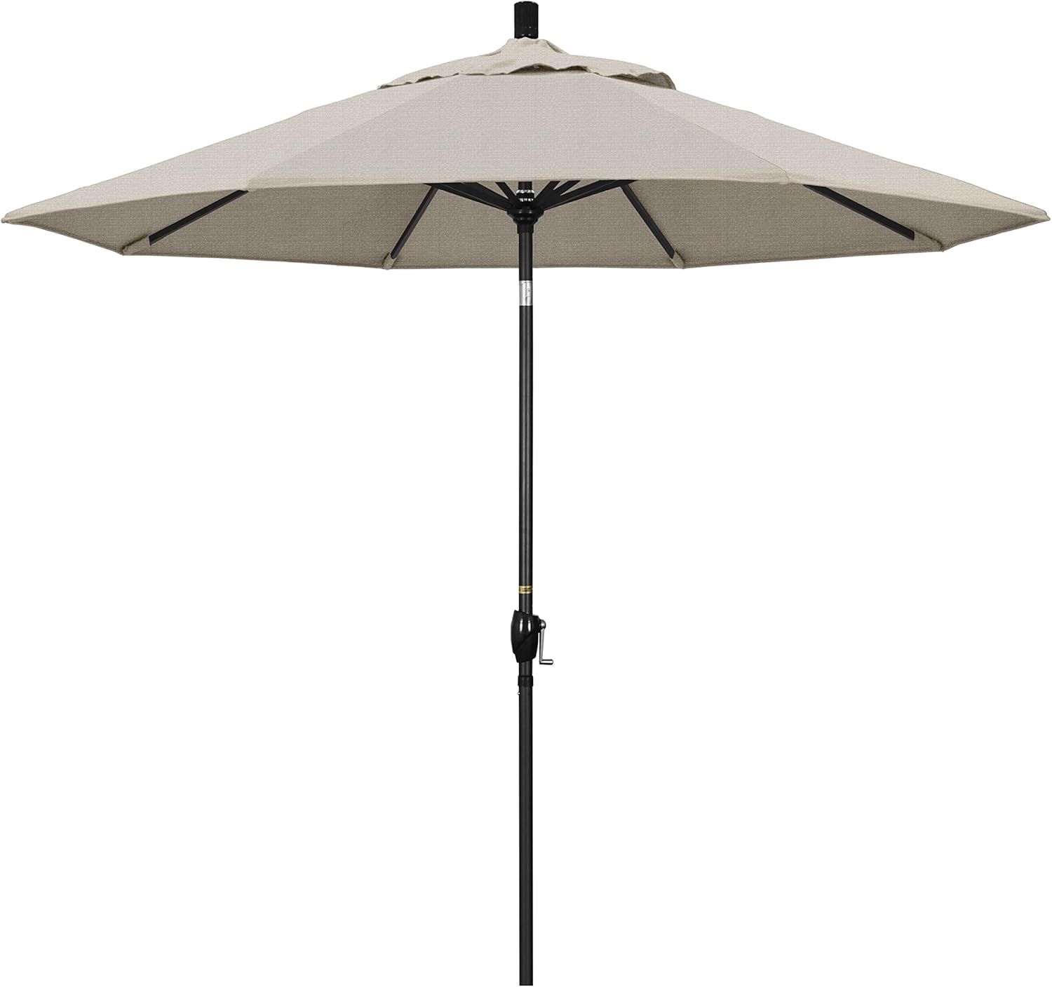 9-Foot Beige Olefin Patio Umbrella with Black Aluminum Pole