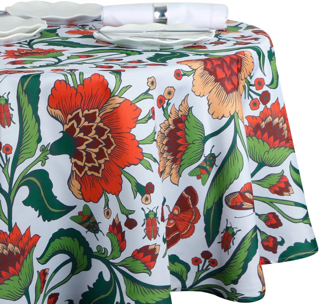 Vintage Floral Waterproof Polyester Round Tablecloth