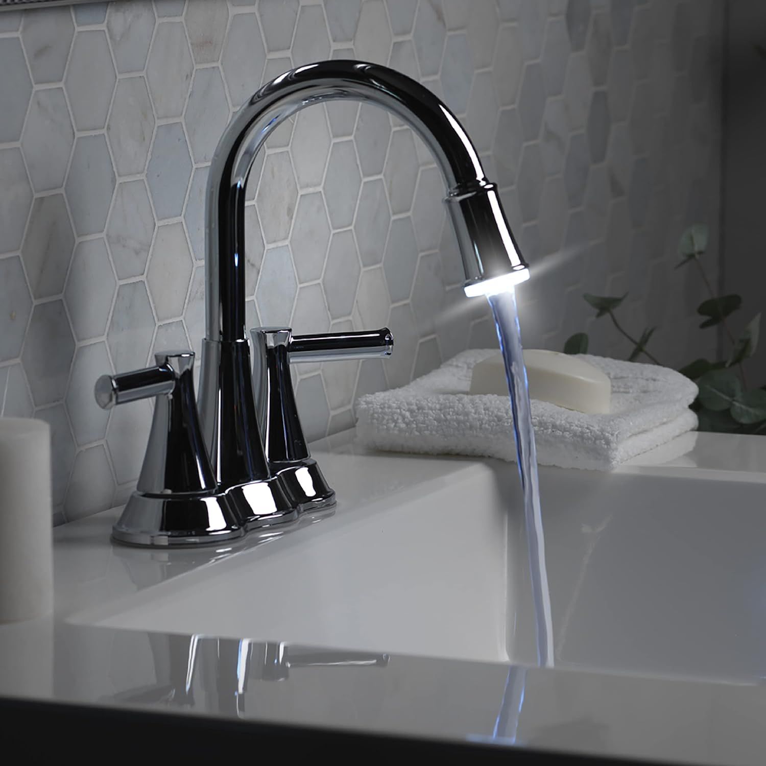 Aqua Vista Chrome LED Light Bathroom Sink Faucet