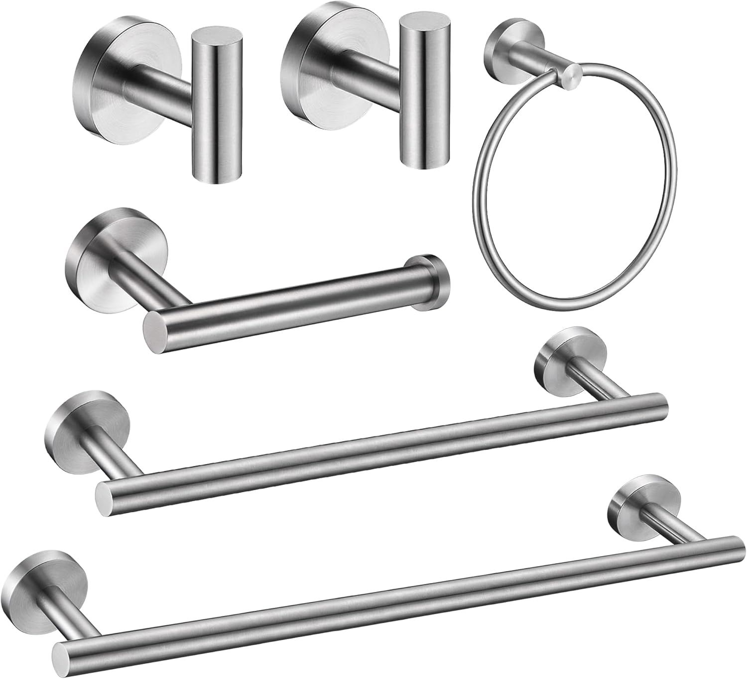 Brushed Nickel 6-Piece Stainless Steel Bathroom Hardware Set