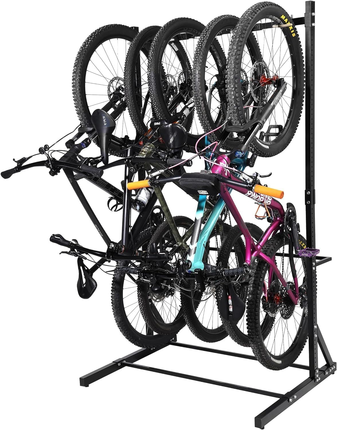 Heavy-Duty Black Steel 5-Level Freestanding Bike Storage Rack