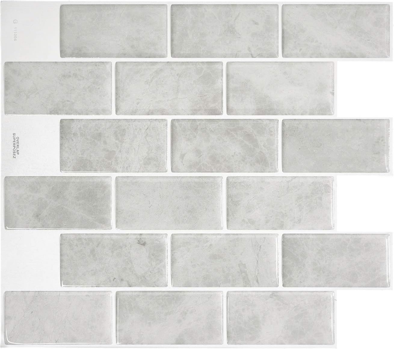 Gray Marble Self-Adhesive Peel and Stick Backsplash Tiles