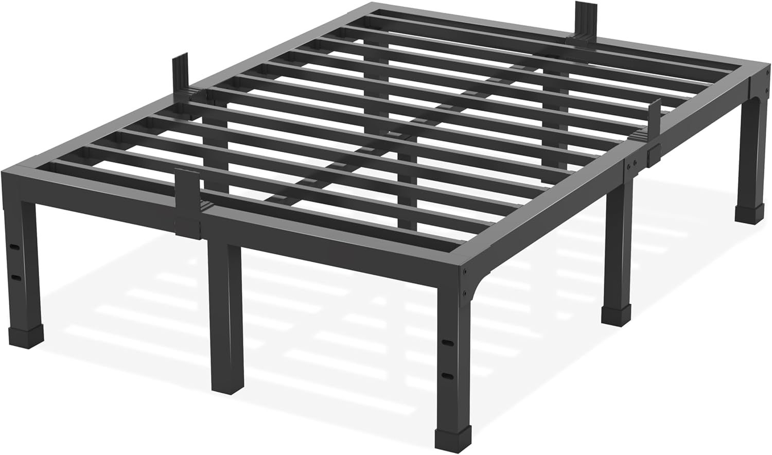 Matte Black Full Size Metal Platform Bed Frame with Slats