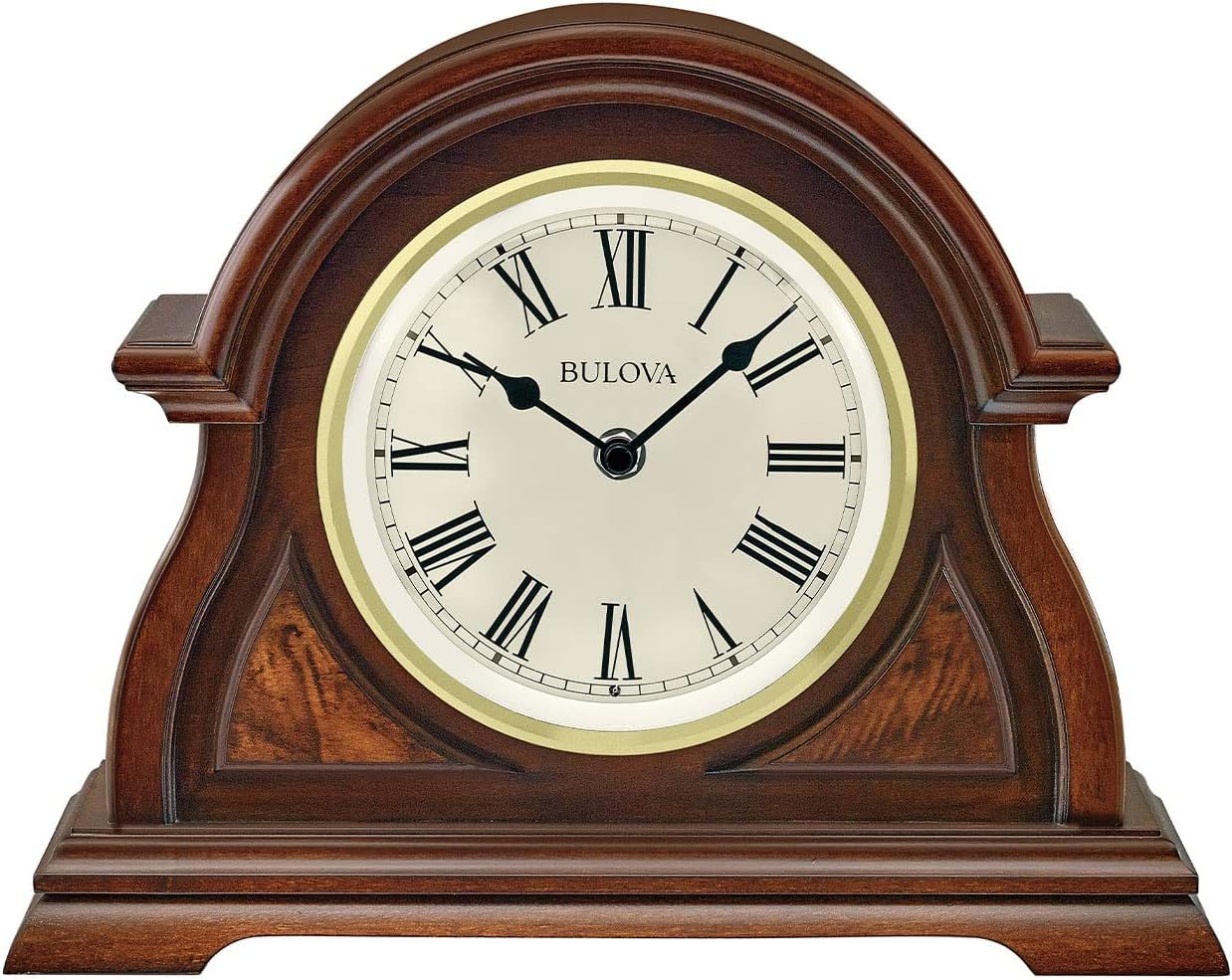 Cherry Wood Analog Mantel Clock with Brass Bezel