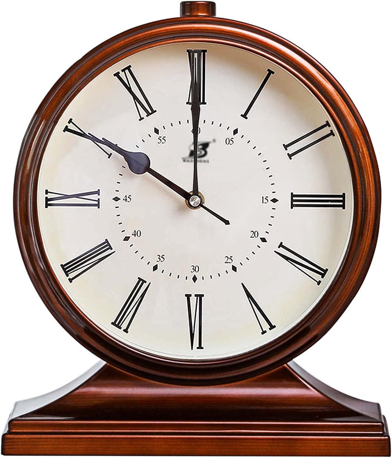 Brown Plastic and Glass Analog Mantle Clock with Large Display