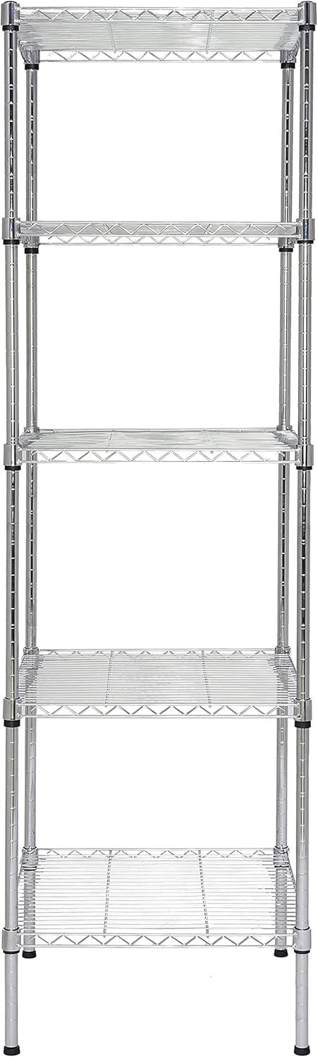 Heavy Duty Chrome 5-Tier Wire Shelving Unit with Thicken Steel Tube