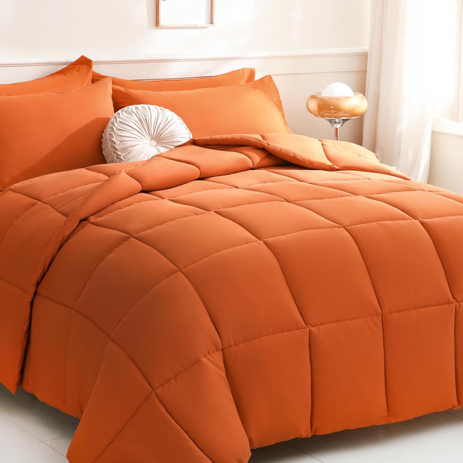 King Burnt Orange Microfiber Down Alternative Comforter