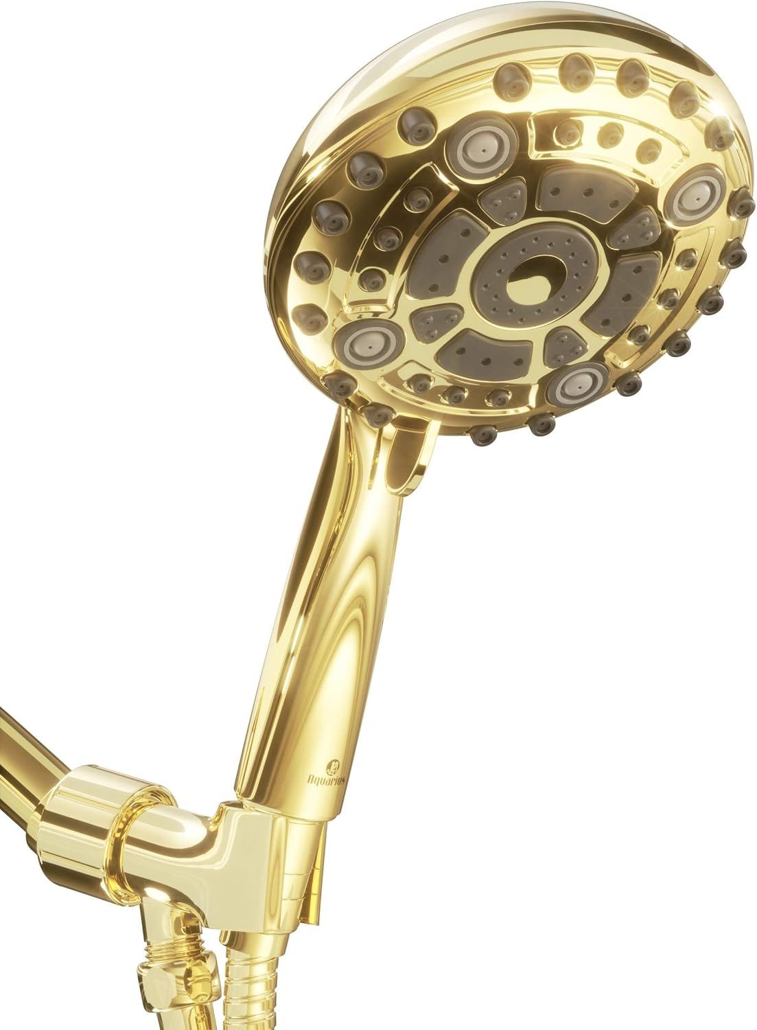 Polished Brass Handheld Shower Head with 6 Spray Settings