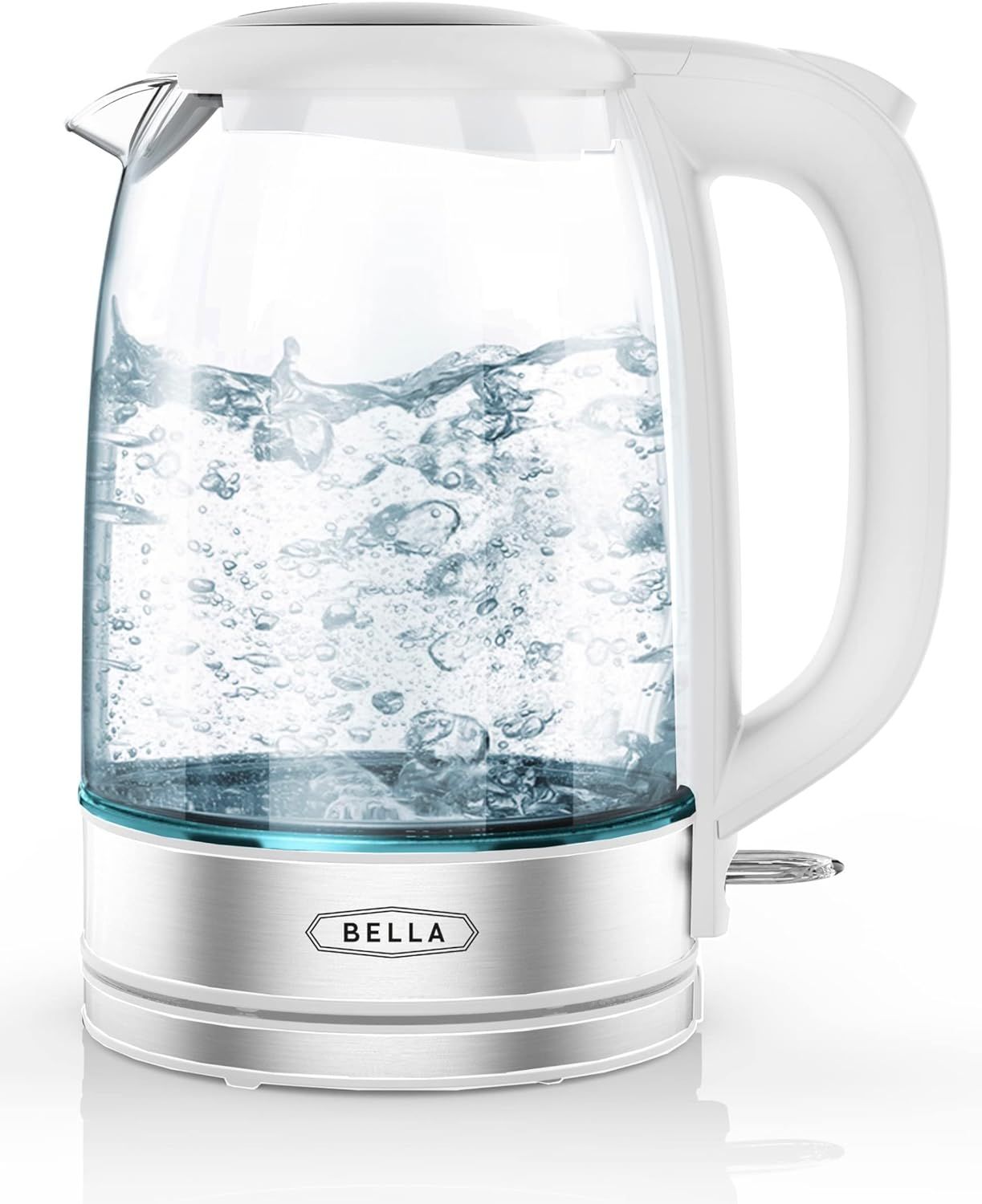 1.7L White Glass Electric Kettle with LED and Auto Shut Off