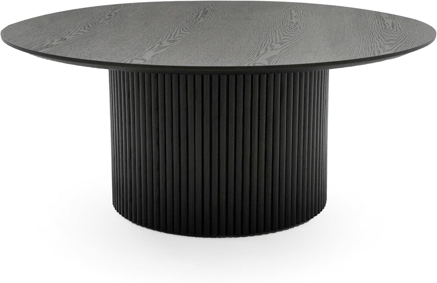 Black Ash Veneer Round Coffee Table with Tambour Base