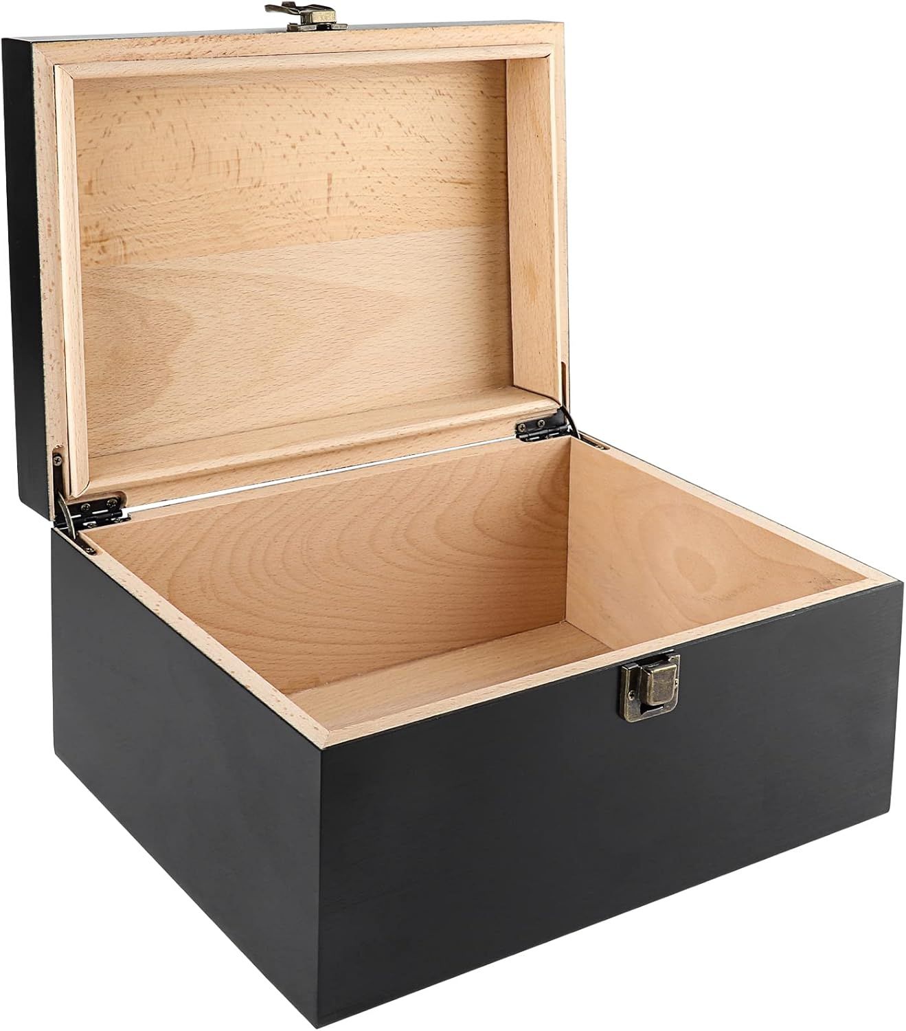 Black Beech Wood Lidded Keepsake Box with Matte Finish