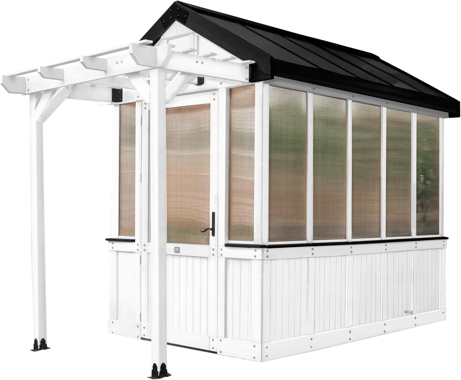 Bellerose 9 ft. x 6 ft. White Cedar Wood and Polycarbonate Greenhouse