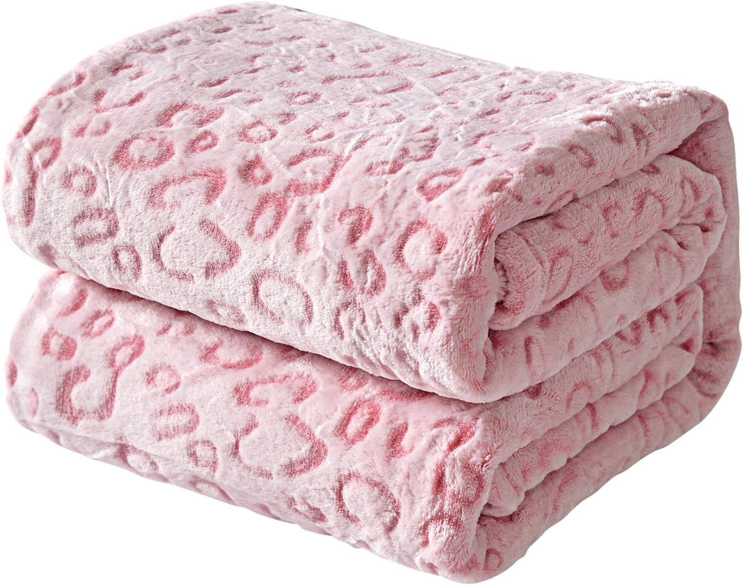 Pink Leopard Print Flannel Fleece Throw Blanket, 50"x60"