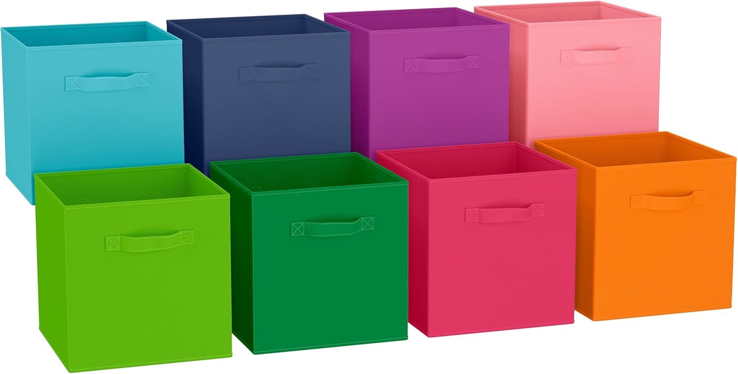 Multicolor Fabric 11-Inch Cube Storage Bins Set of 8