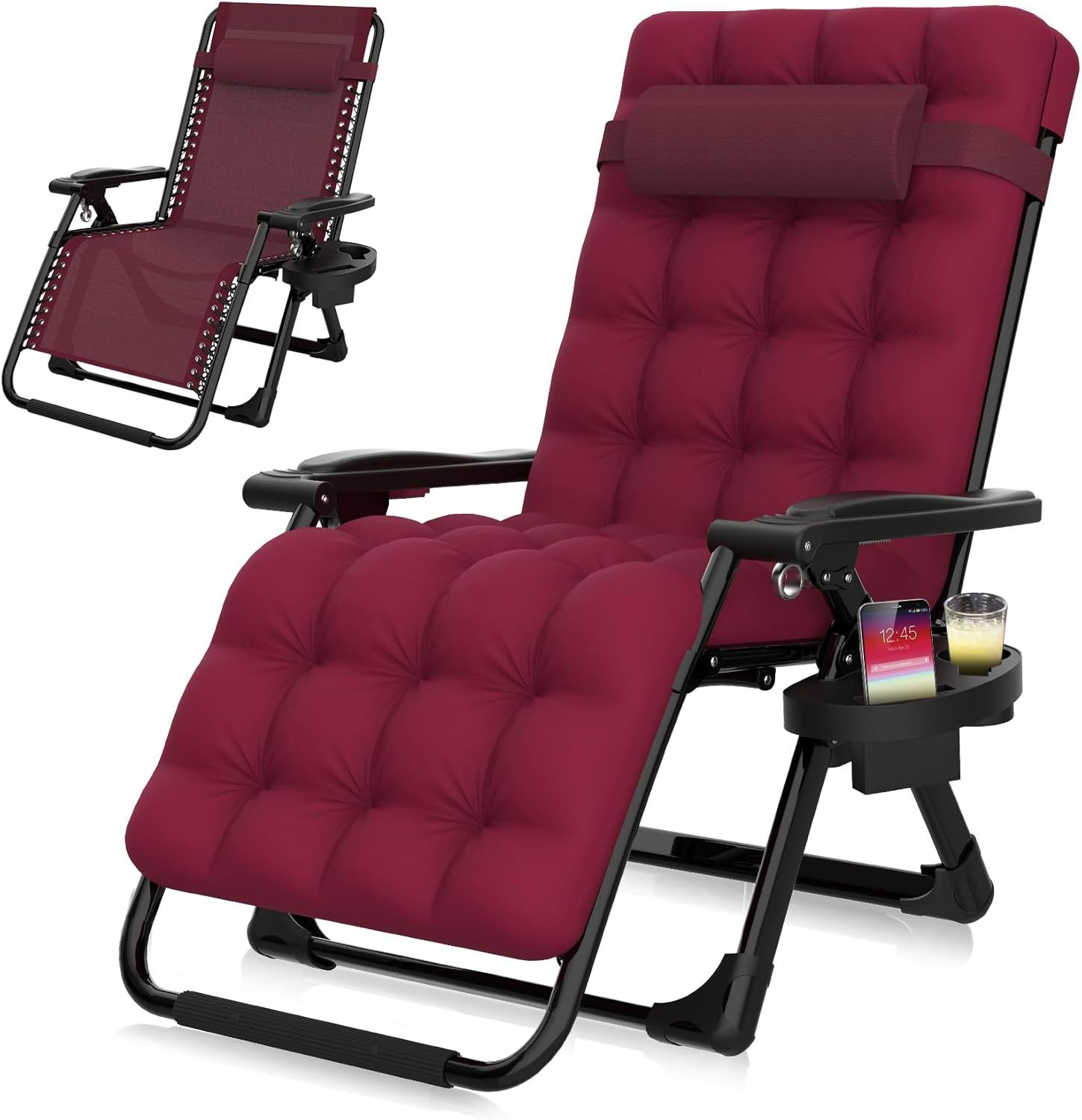 Claret Padded Zero Gravity Recliner with Cup Holder