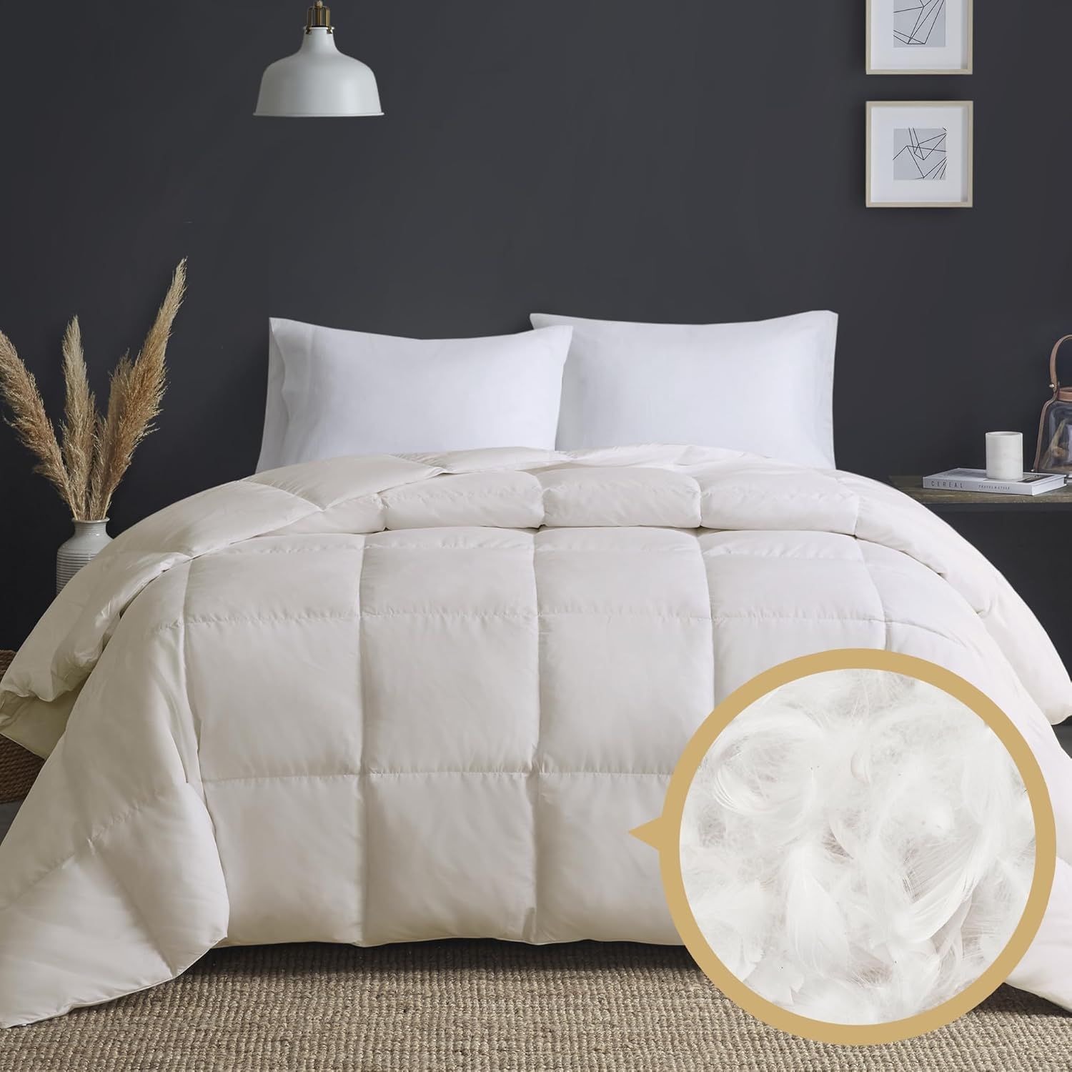 Cream Full Down Microfiber Oversized Winter Comforter