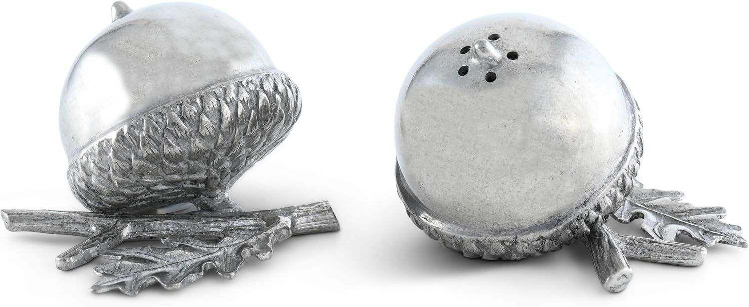 Pewter Acorn and Oak Leaf Salt and Pepper Shaker Set