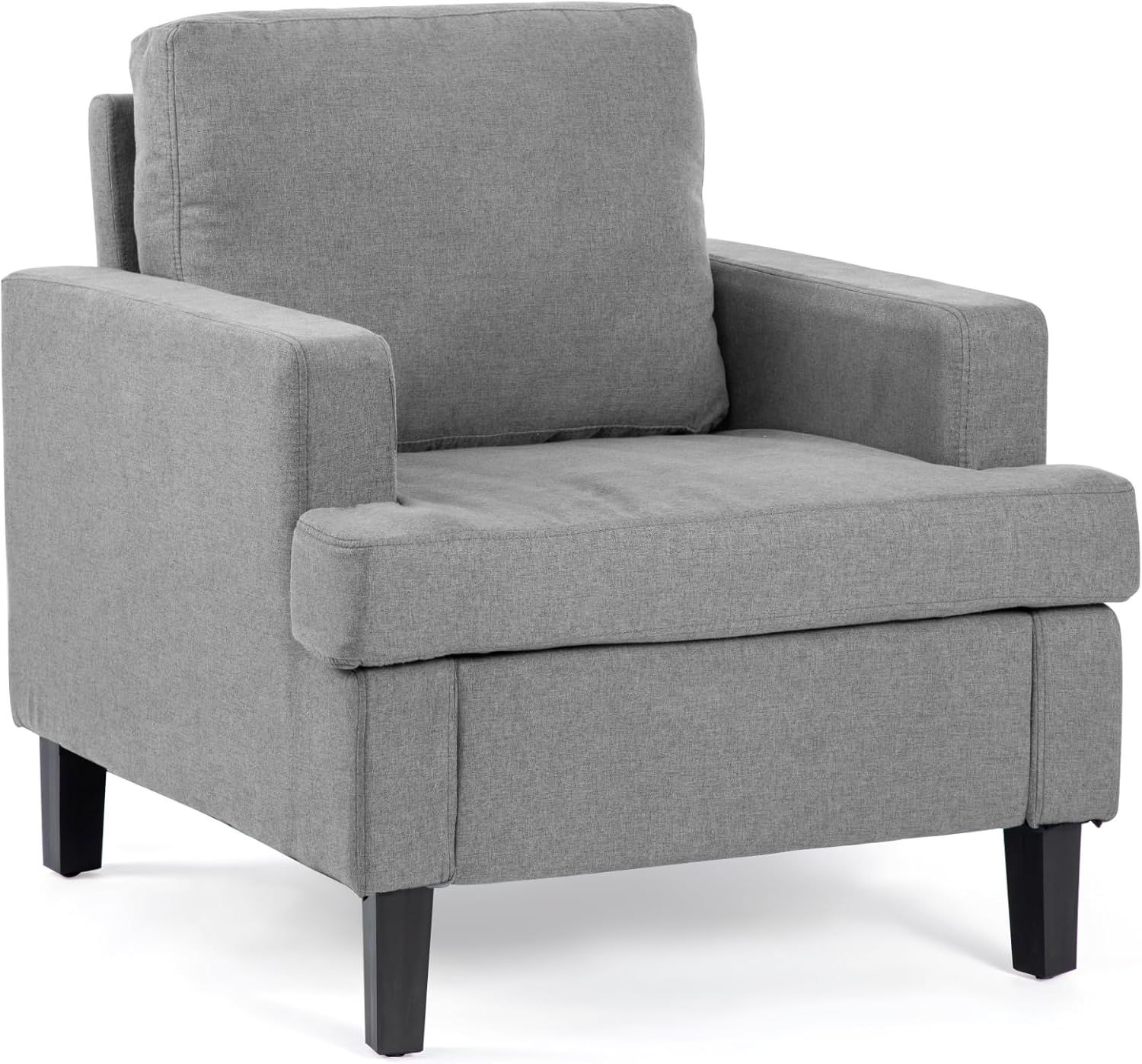 Light Gray Linen Mid-Century Modern Accent Chair