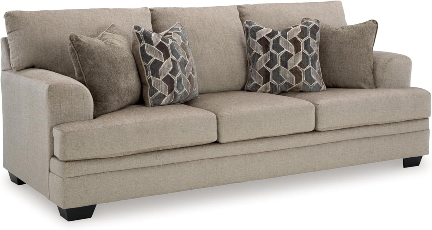 Taupe Fabric Queen Sleeper Sofa with Memory Foam Mattress