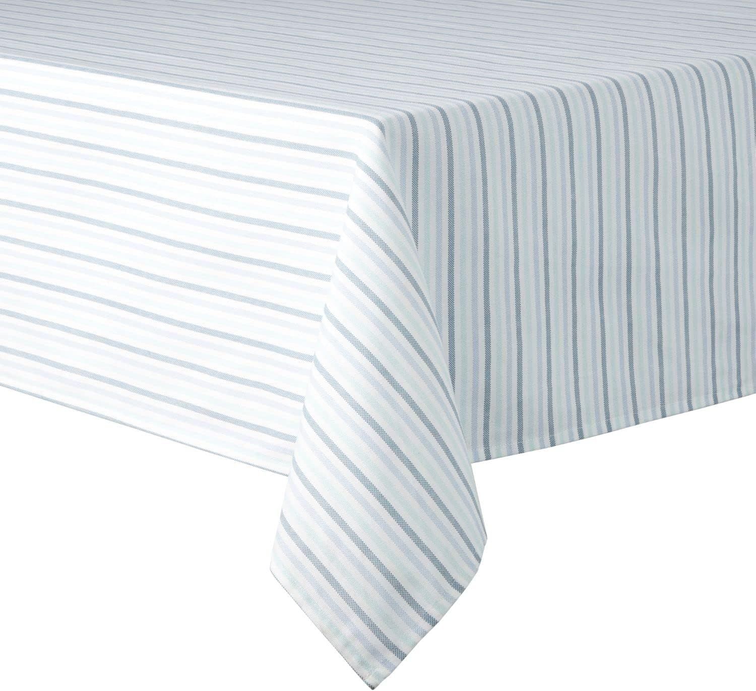 Blue Stripe Cotton-Blend Rectangle Tablecloth, 60"x84"