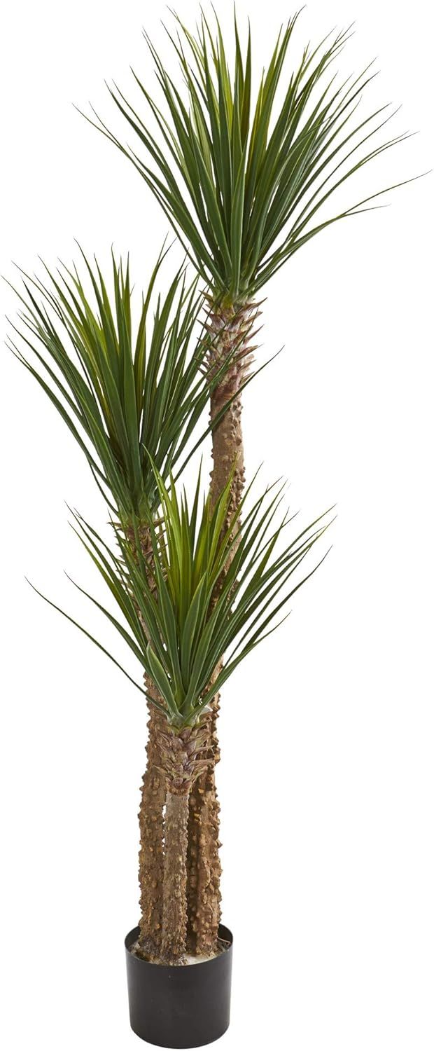 Slim Green Yucca Artificial Tree in Black Pot